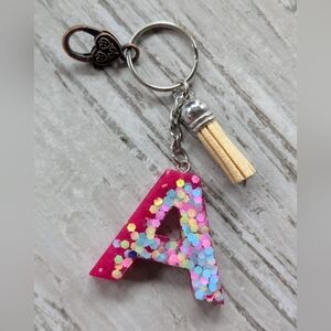 Letter A resin Bag Charm Keychain